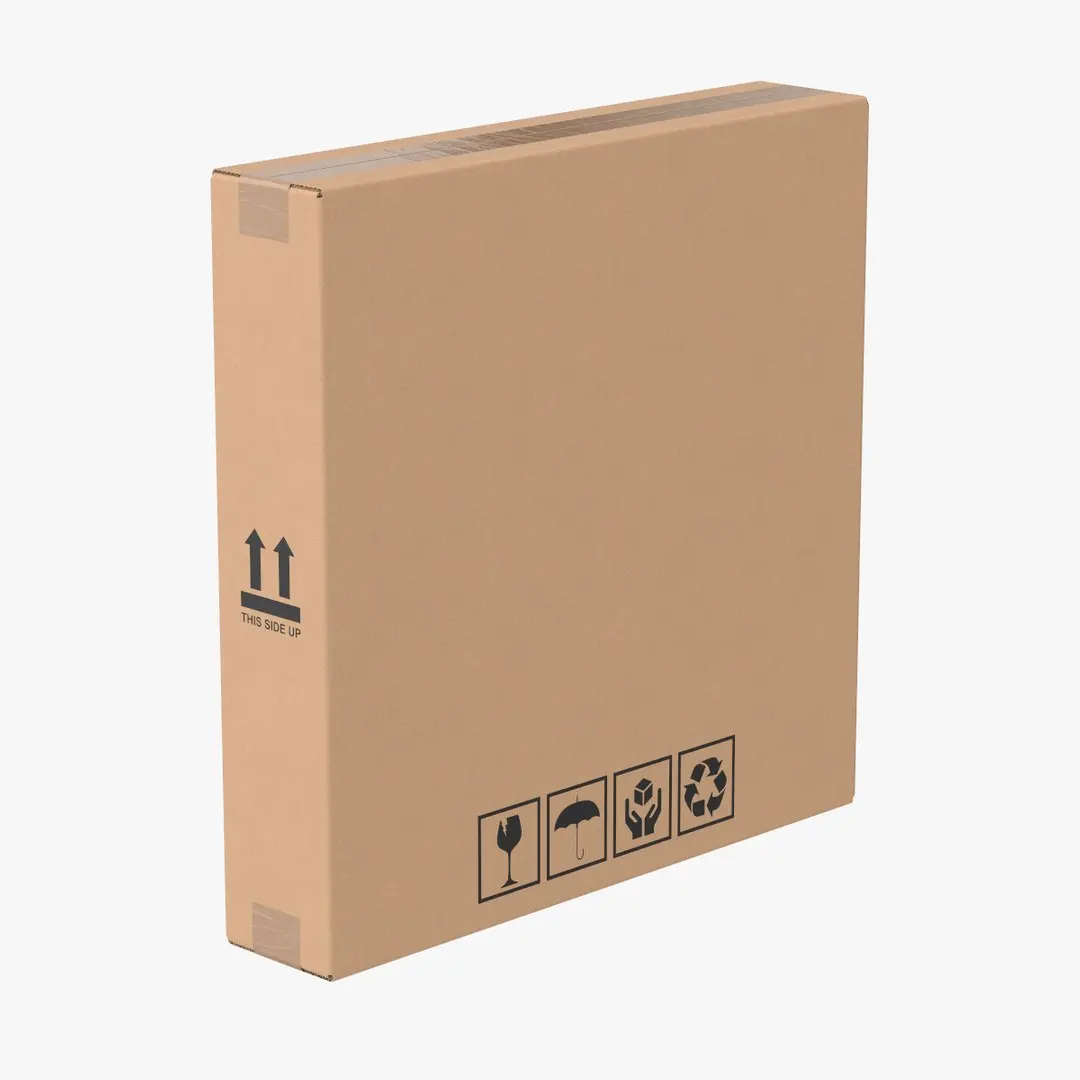 Cardboard Box 50x10x50 Closed 3D model