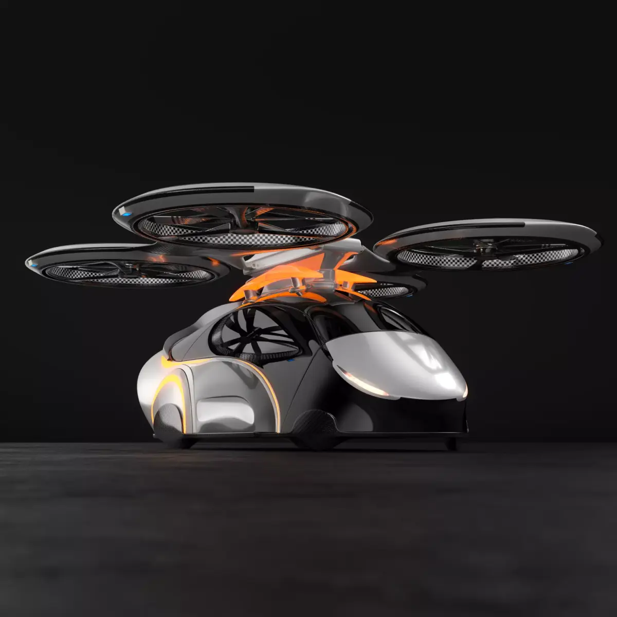 Flying autonomous passenger drone concept 3D model
