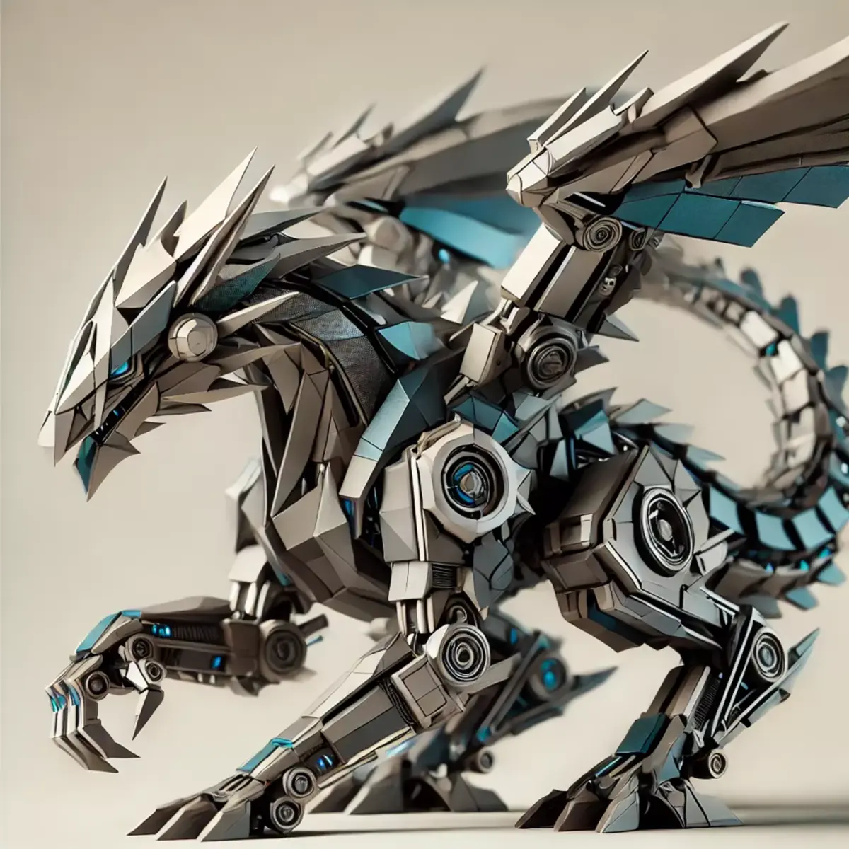 Low-Poly Mechanical Dragon 3D model