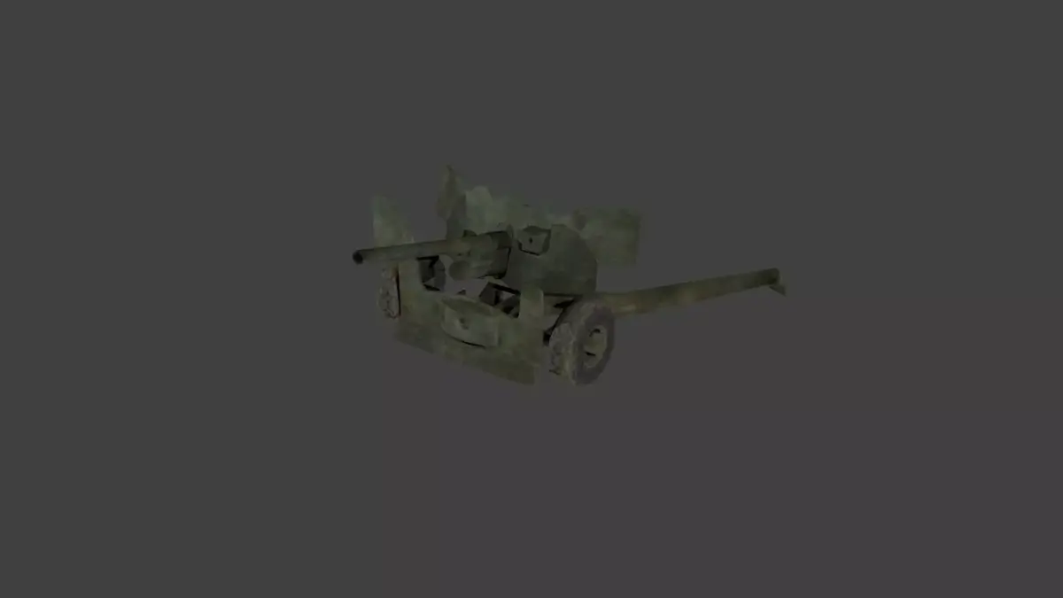 Ordnance QF 6 pounder 57mm M1 anti-tank gun Low-poly 3D model