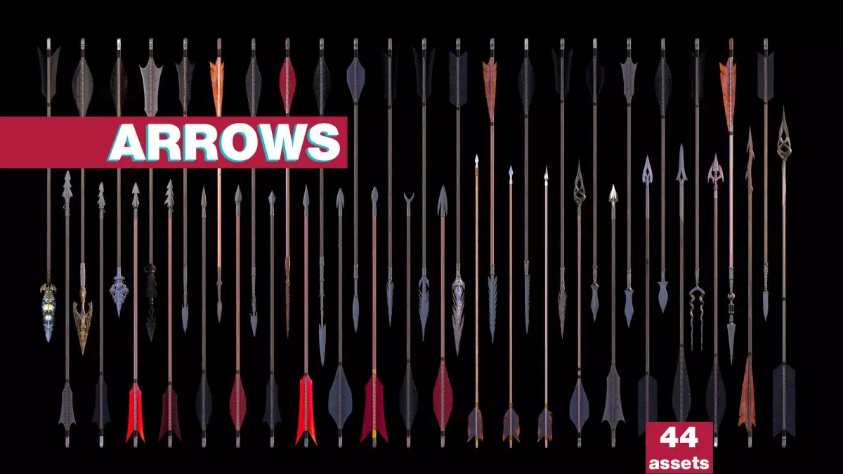 Medieval Arrows Pack - 44 Assets Low-poly 3D model