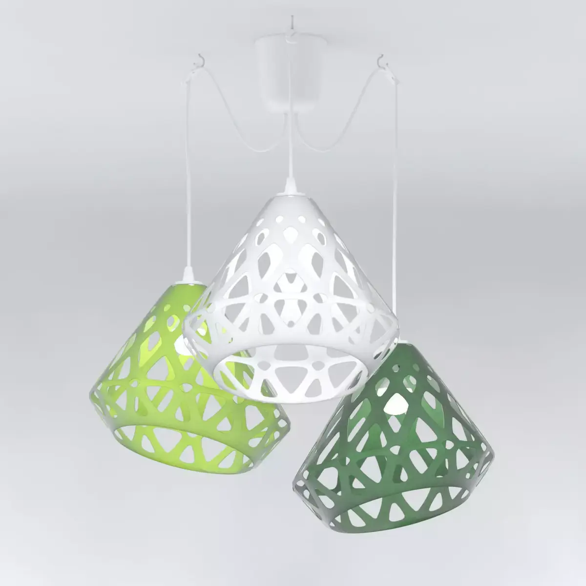 Three-colored chandelier ZAHA LIGHT Free 3D model