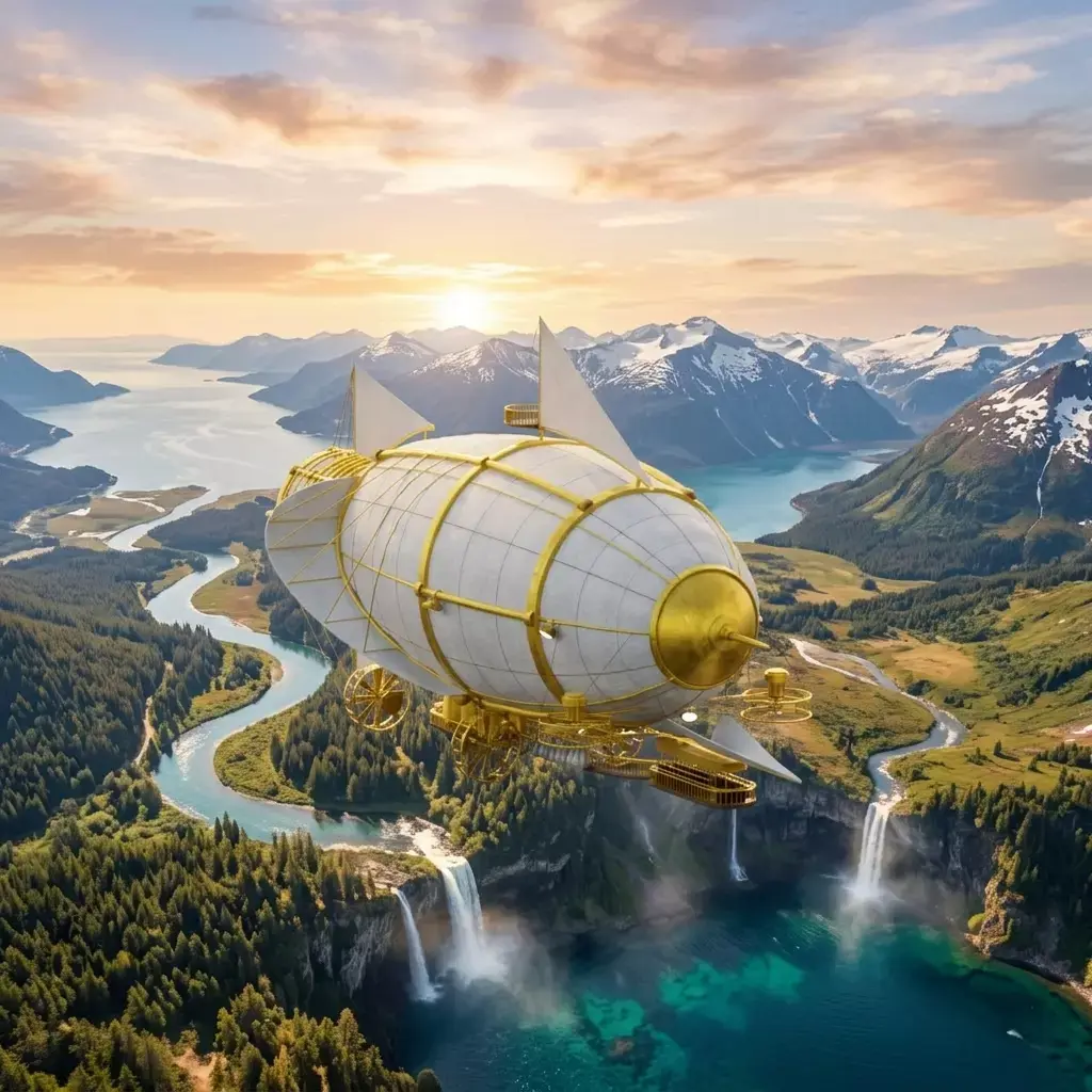 Vintage Steampunk Dirigible Airship Low-poly 3D model