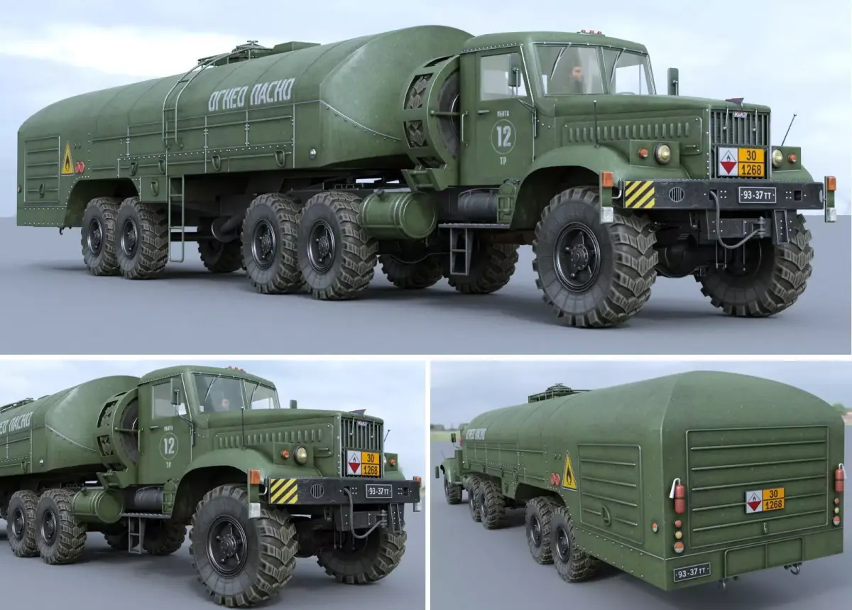 KRAZ-258B-TZ22 military tanker truck 3D model