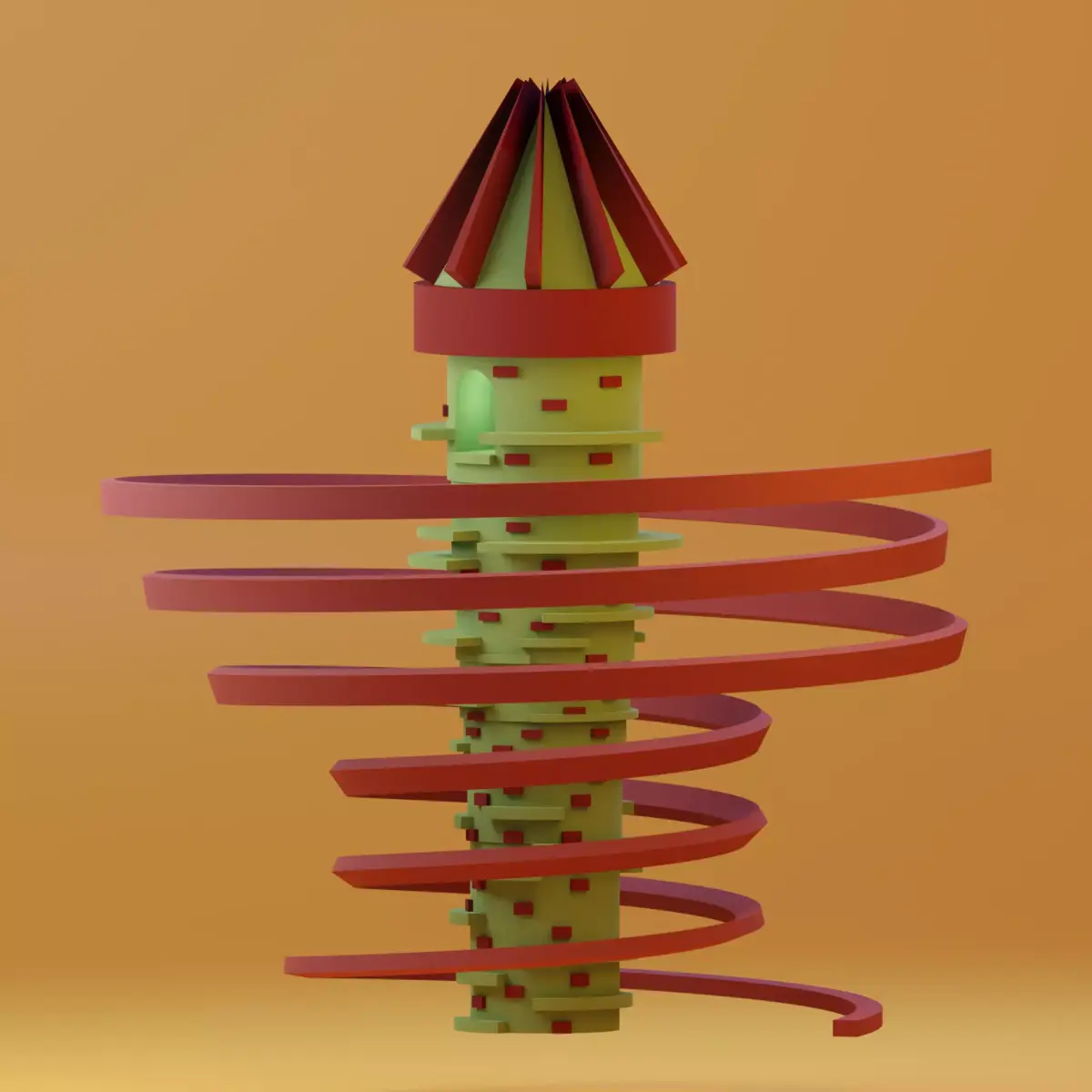 Temple 4 - The Ribbon Temple Low-poly 3D model