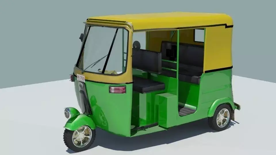 Indian auto Rickshaw Green 3D model