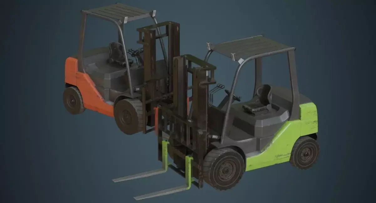 Forklift 1B Low-poly 3D model