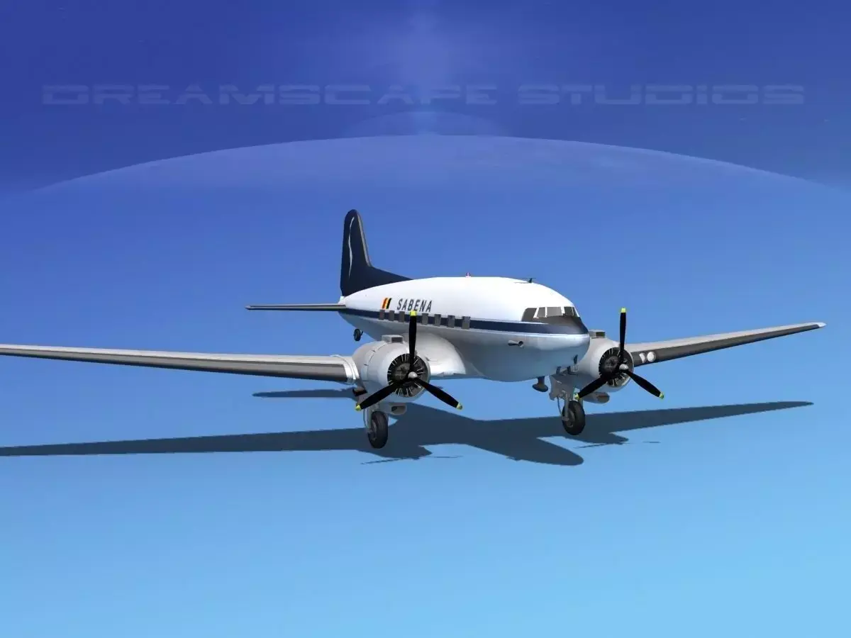 Douglas DC-3 Sabena 3D model