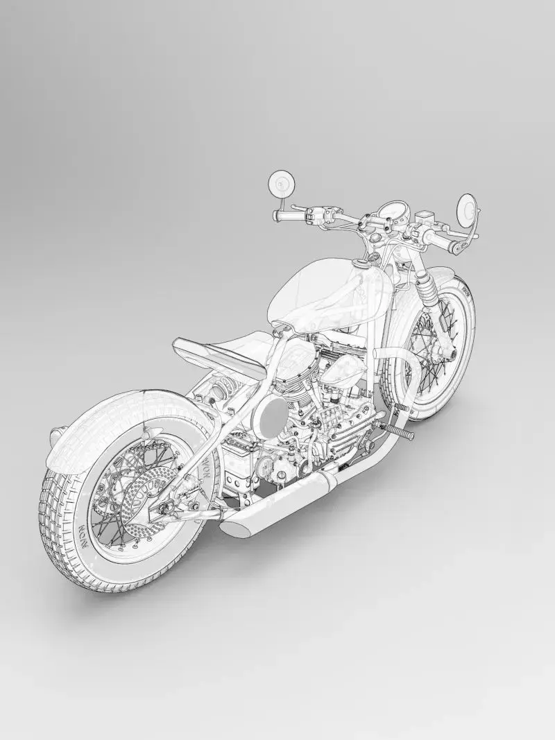 Bobber-style motorcycle 3D model