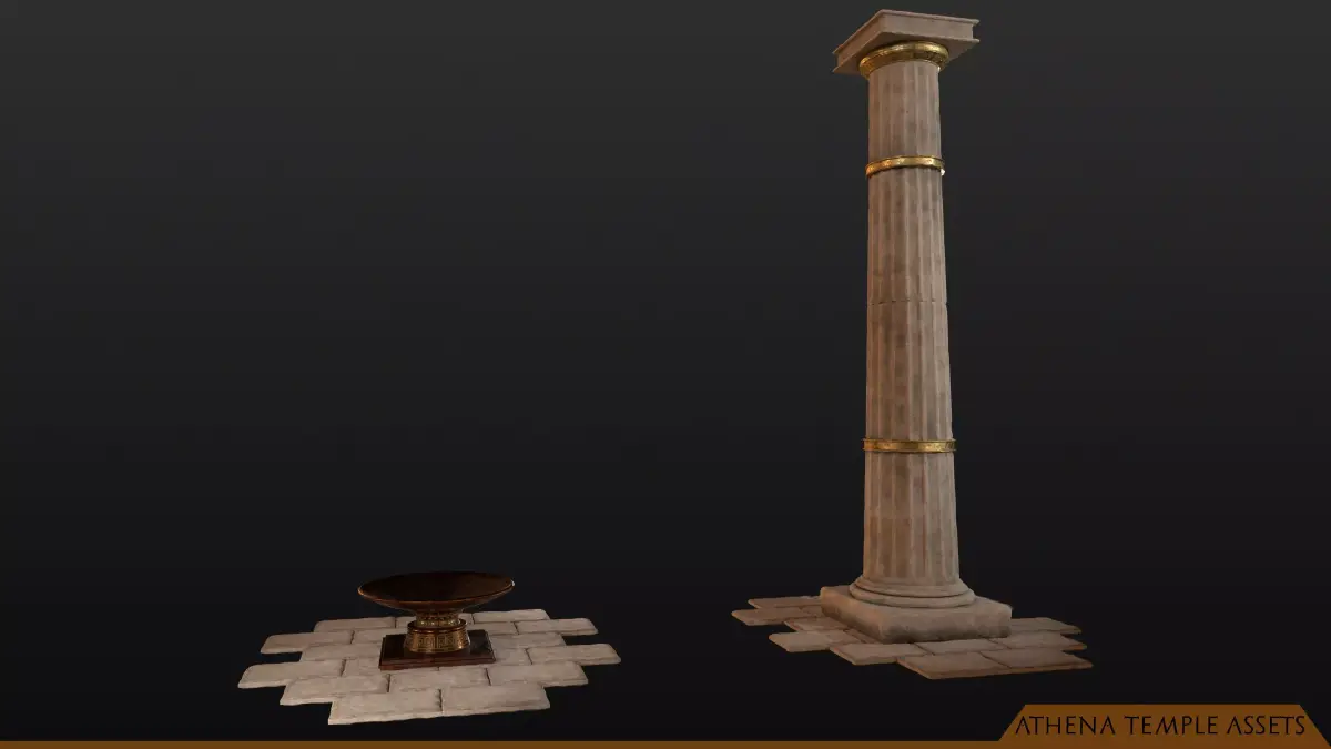 Ancient Greek Dorric Pillar and Mettalic Brazier  3D model