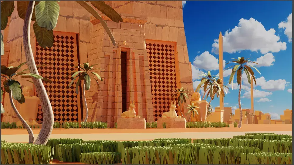An ancient Egyptian temple Low-poly 3D model