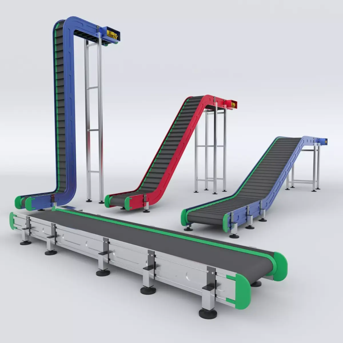 Z Type Conveyor Belt Adjustable and Rigged 3D model