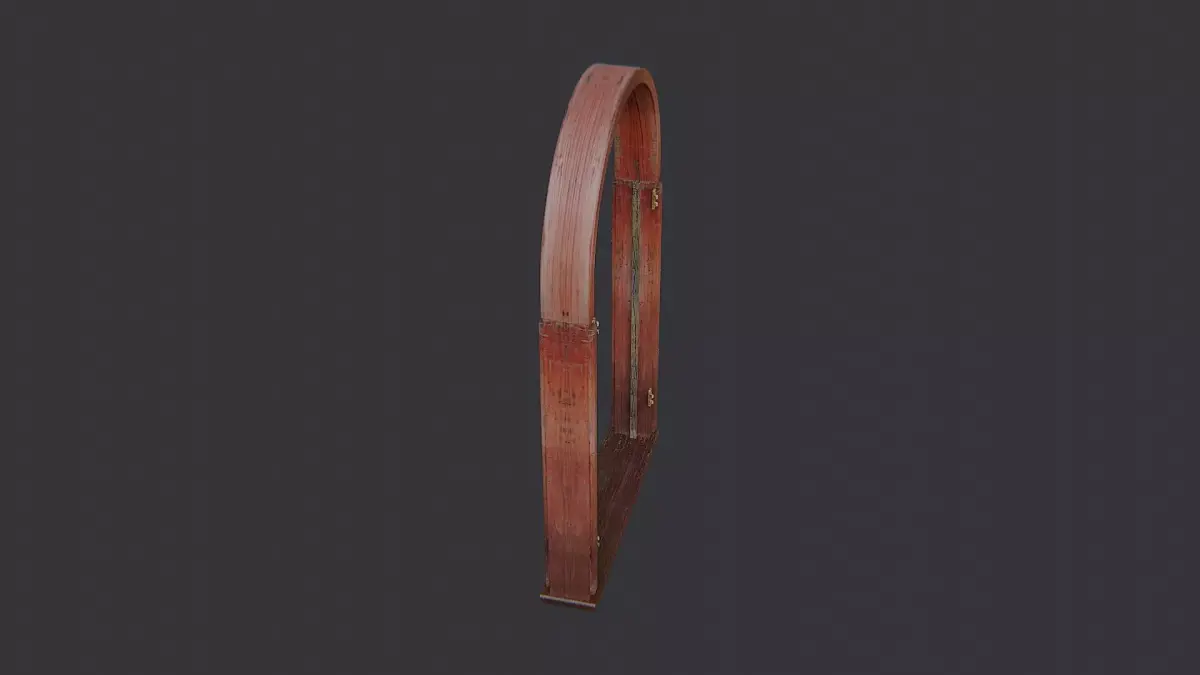 Wood Arch Window Double Frame Low-poly 3D model