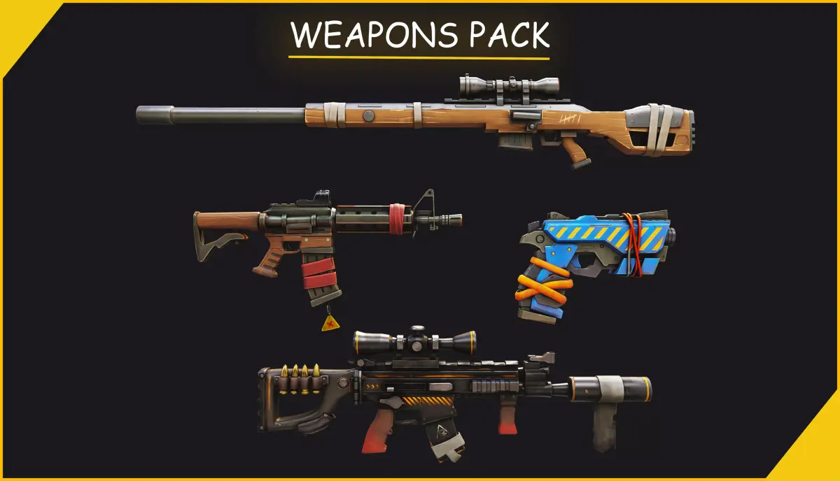 Stylized PBR Weapons Collection  Low-poly 3D model