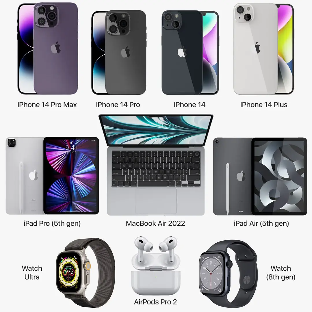 Apple Electronics Collection 2022 v2 iphone 14 pro 3D model