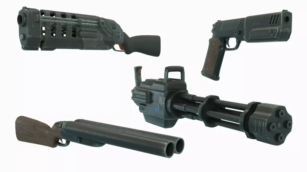 Low Poly Weapon Pack With PBR Materials Low-poly 3D model