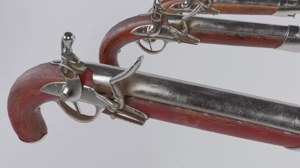 Low Poly PBR Flint Lock Musket Low-poly 3D model