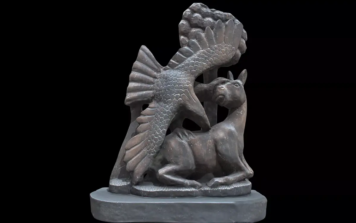 Eagle with Deer Fighting Low-poly 3D model