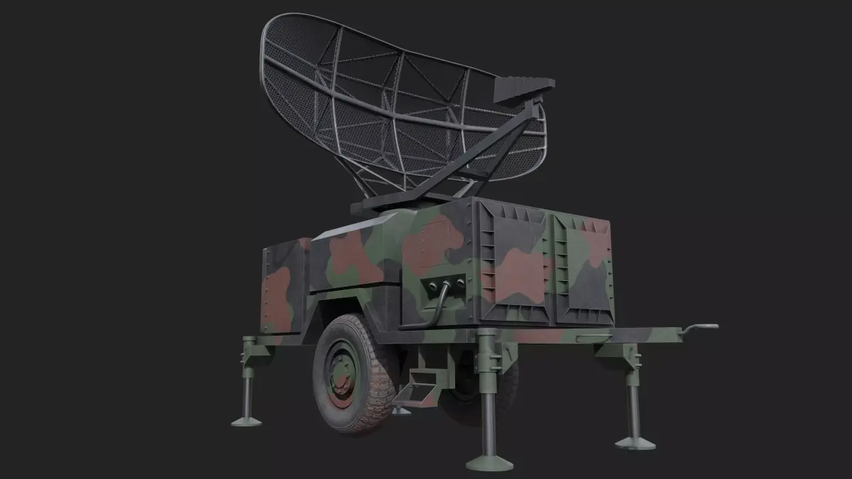 Military Air Radar Low-poly 3D model