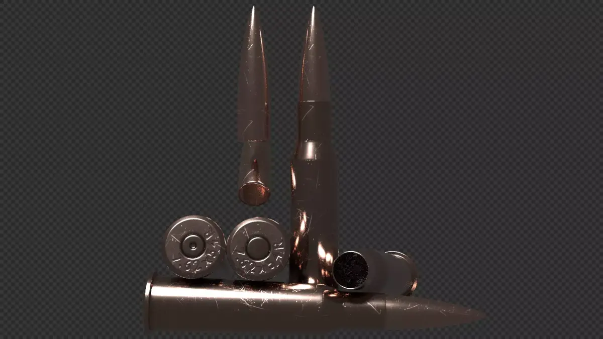 762x54R Cartridge Low-poly 3D model