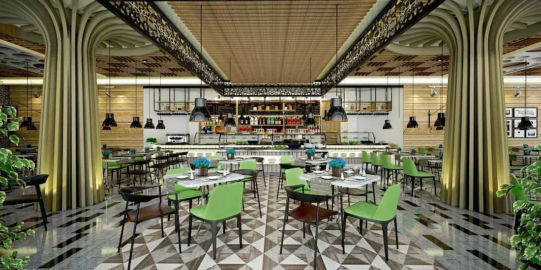 Restaurant and Serving Area Inside Hotel 3D model
