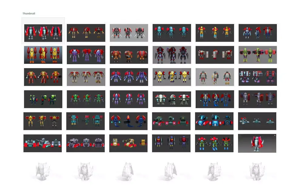 Full collection of 70 robots Low-poly 3D model