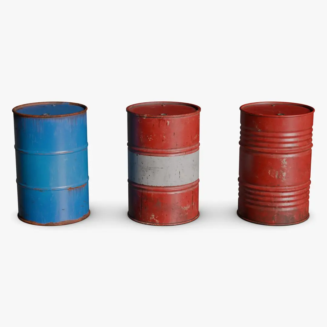 Oil Drum bundle v1 - 55 gallon drum 3D model