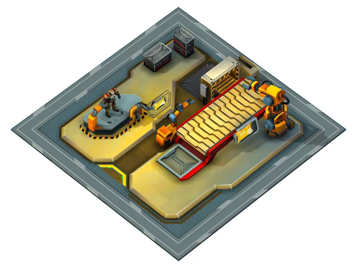 isometrical Mechanical Robot Assembly Conveyor 1 Low-poly 3D model