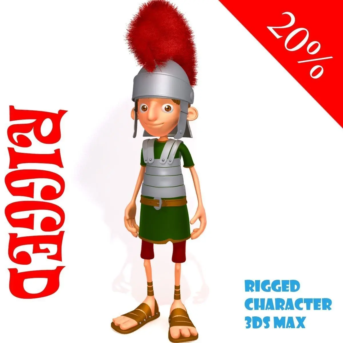 Roman Soldier Cartoon Rigged 3D model