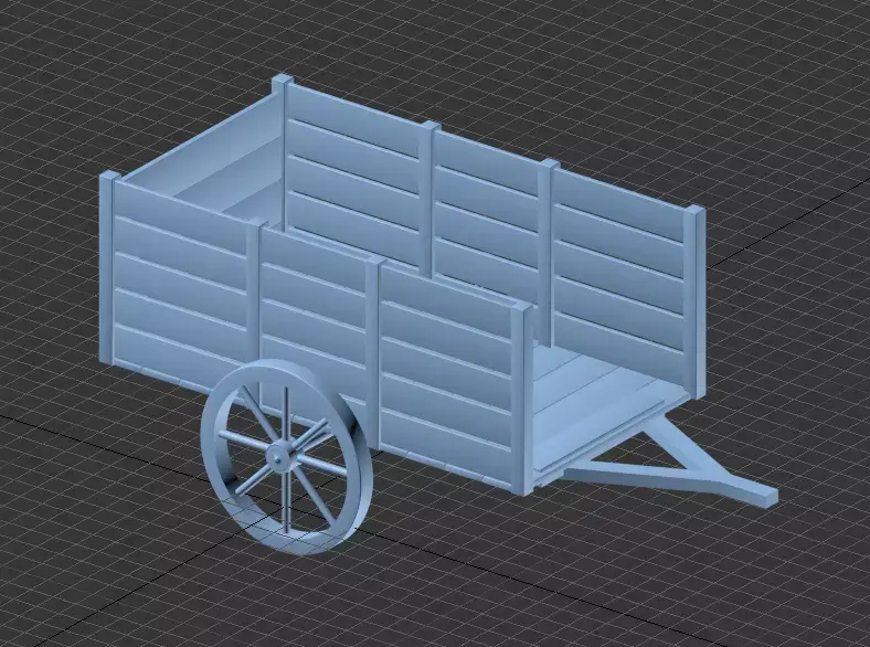 Wooden Wagon Cart Low-poly 3D model
