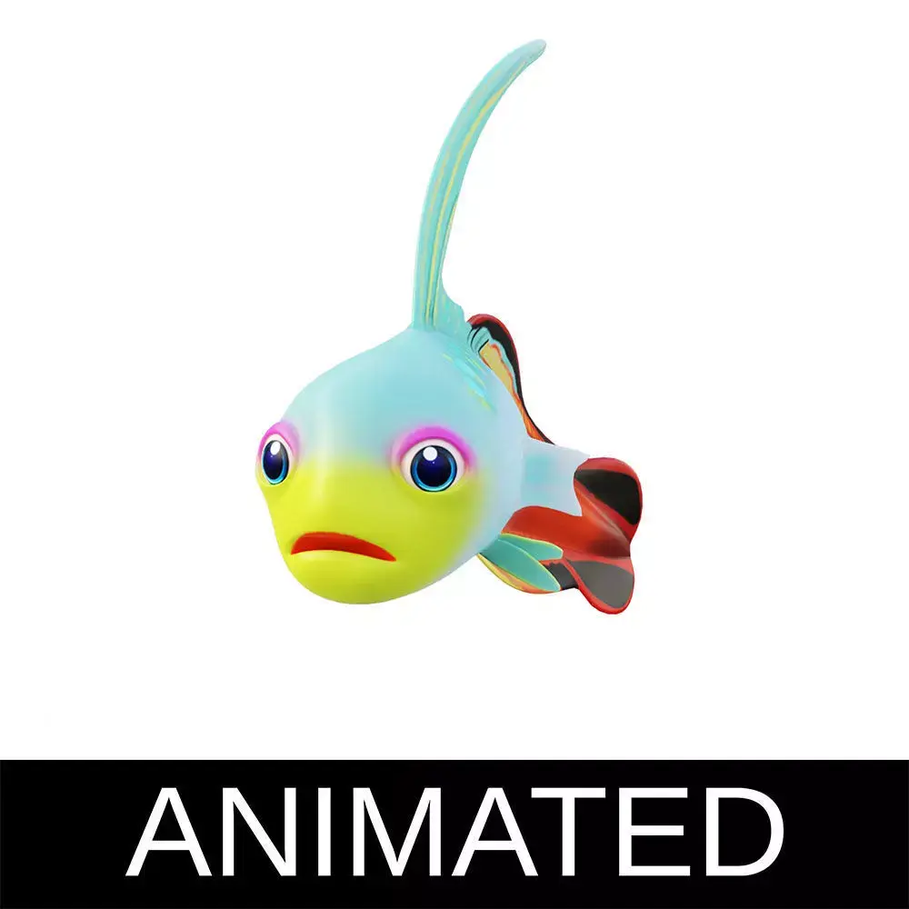 Fire Goby Fish Cartoon Animated Low-poly 3D model