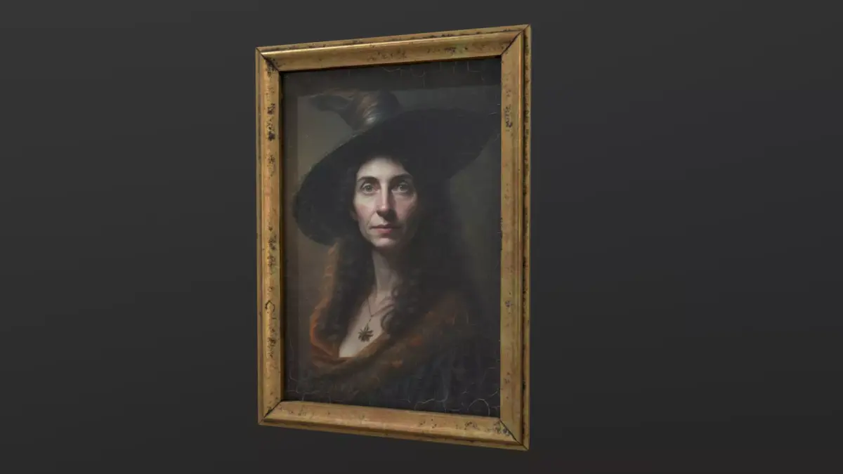 Old Portrait of Witch Free low-poly 3D model