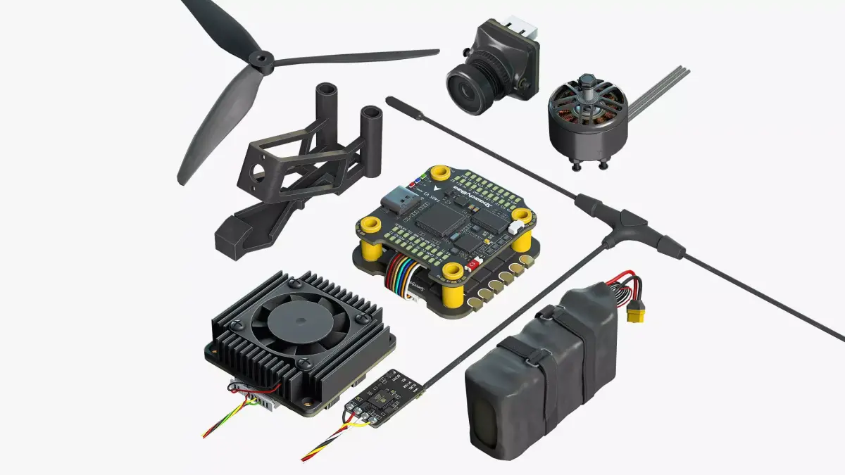 FPV Drone Parts Set Vol 1  Low-poly 3D model