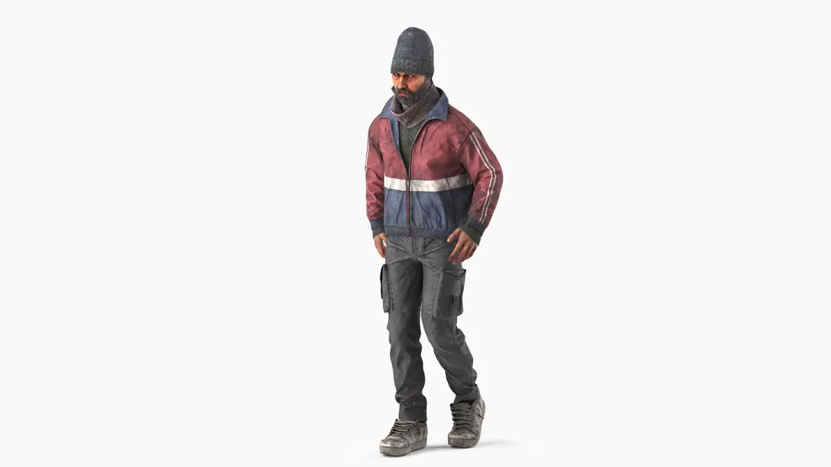 Walking Homeless Man 3D model