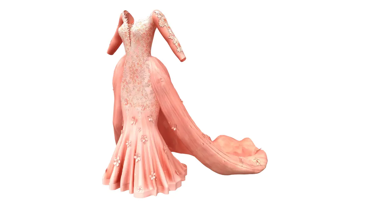 Prom Dress With Tail Low-poly 3D model