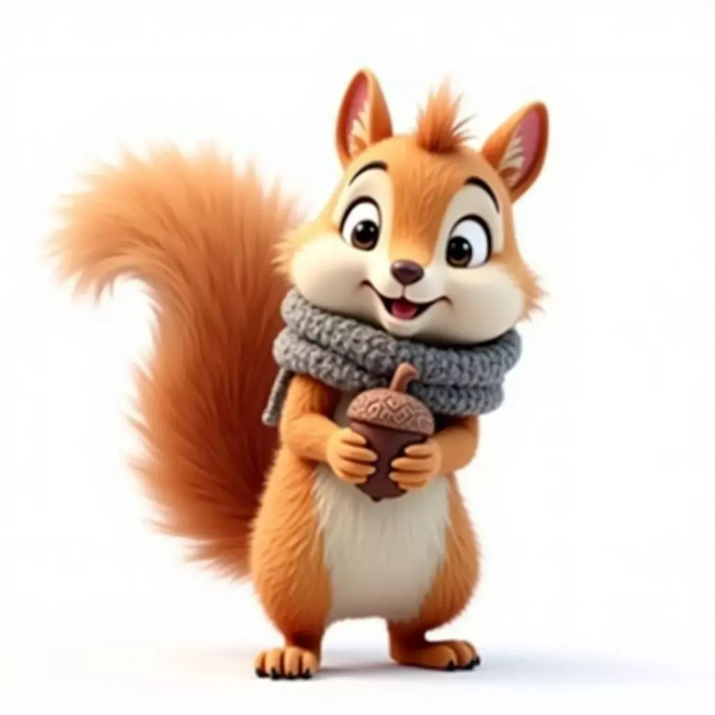 Cartoon Squirrel Scarf 3D Model Cozy Winter Character Low-poly 3D model