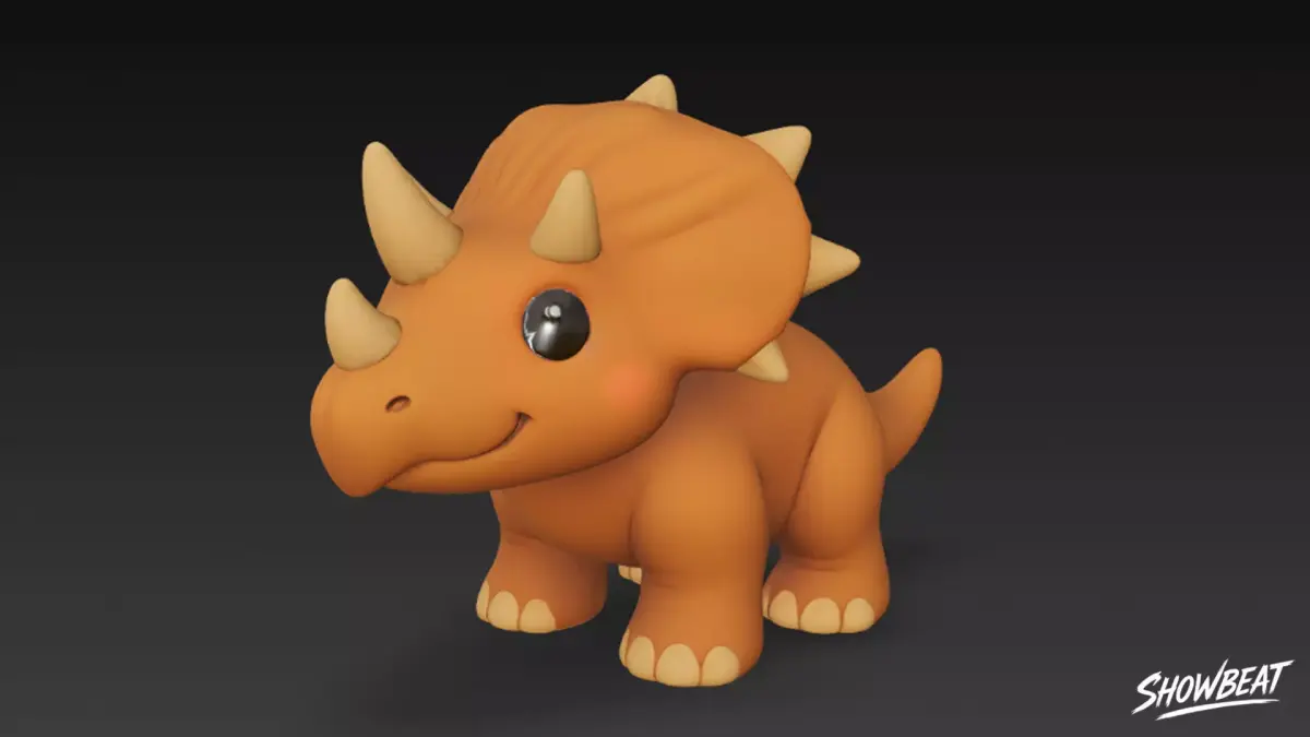 Cartoon Plush Pentaceratops Low-poly 3D model