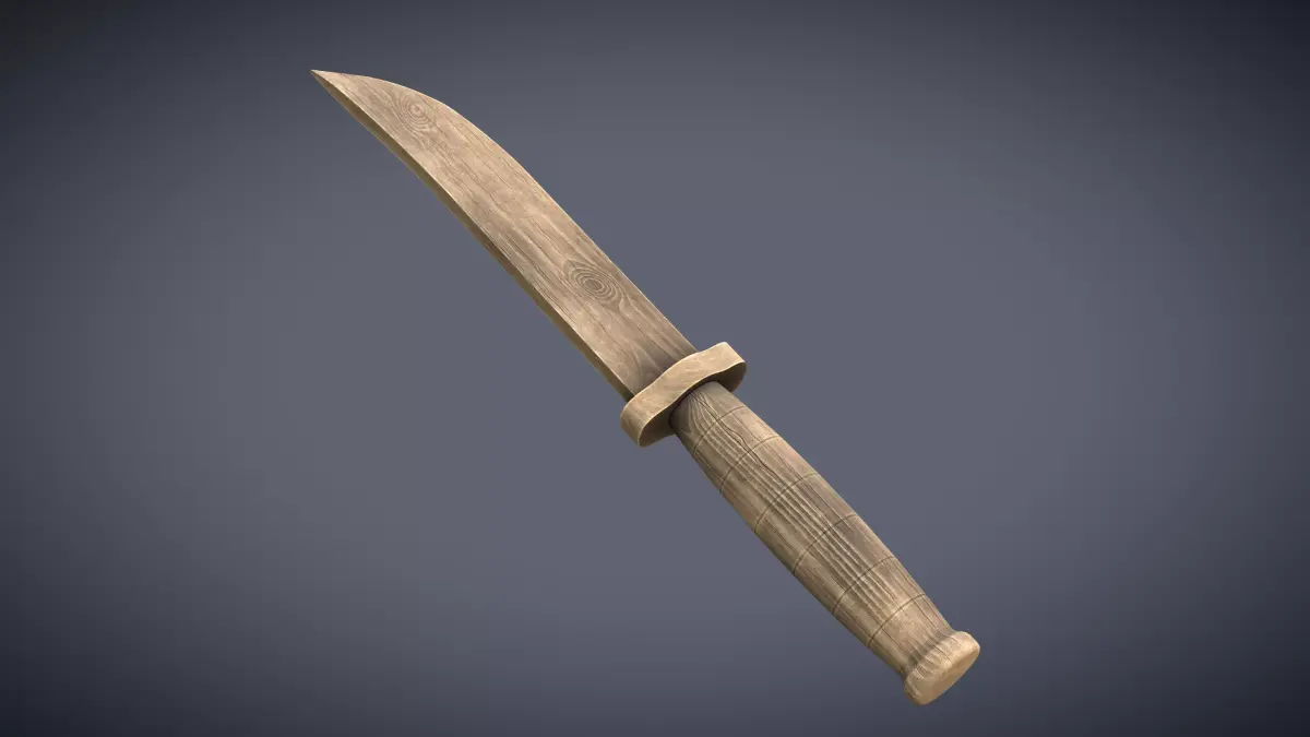 Wooden Knife Low-poly 3D model