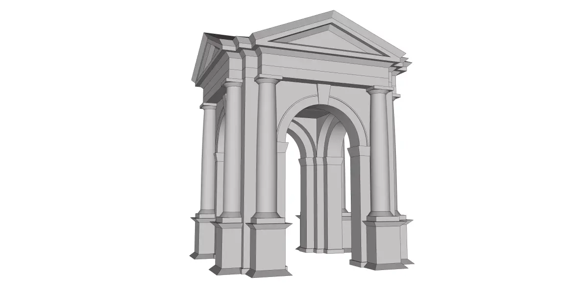 Tuscan order Arched portico in the mas with 34 column a pedestal Low-poly 3D model