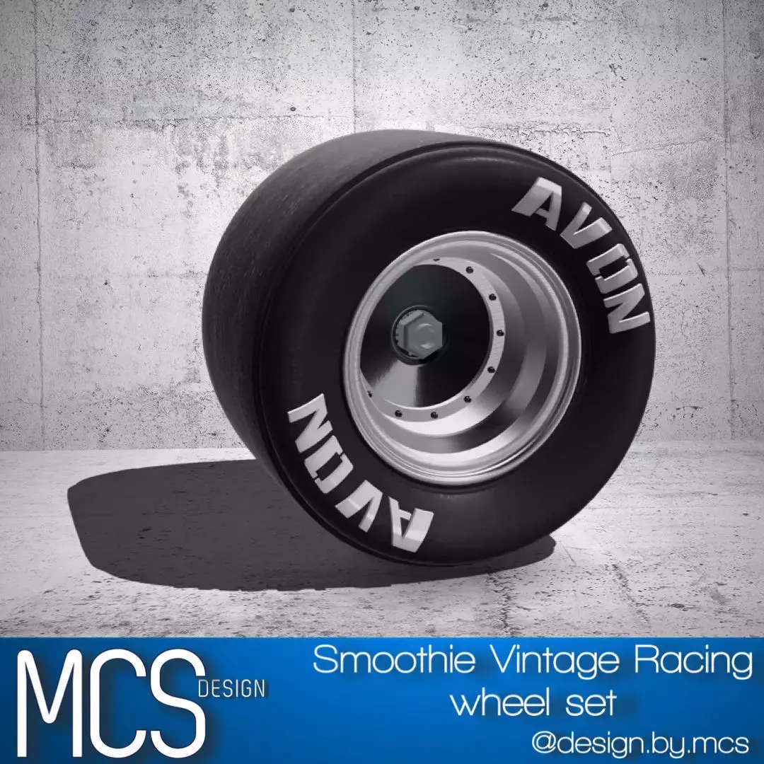 15inch Vintage Racing Wheels Smoothie x3 offsets with Tires 3D print model