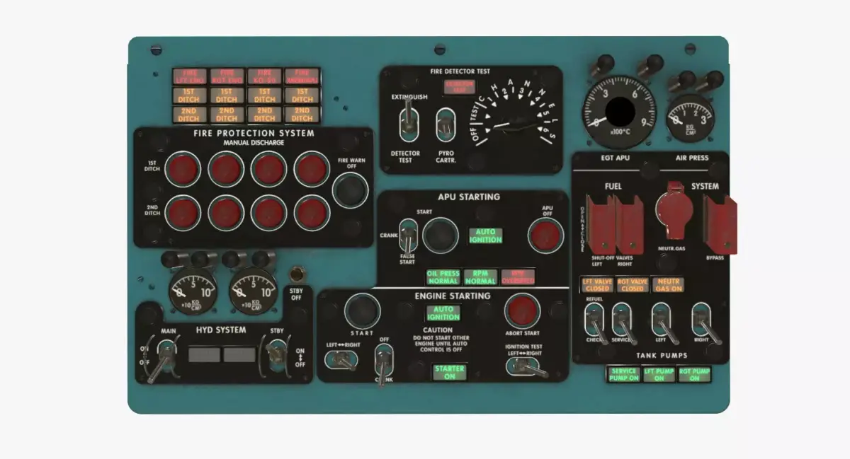 Mi-8MT Mi-17MT Central Overhead Panels Board English Low-poly 3D model