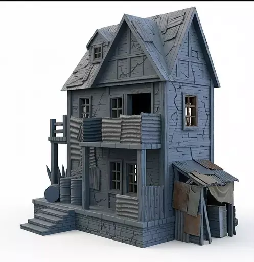 Post Apocalyptic Survivalist Shack Wasteland Ruined House 3D Free low-poly 3D model