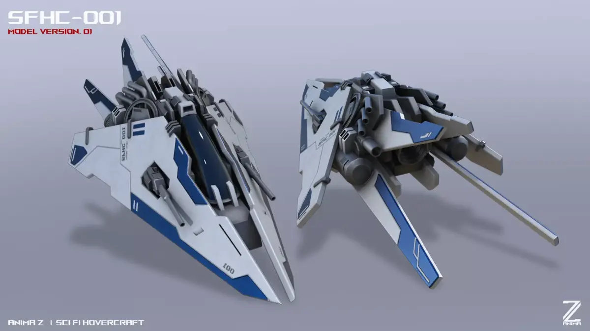 Scifi Hovercraft Low-poly 3D model Low-poly