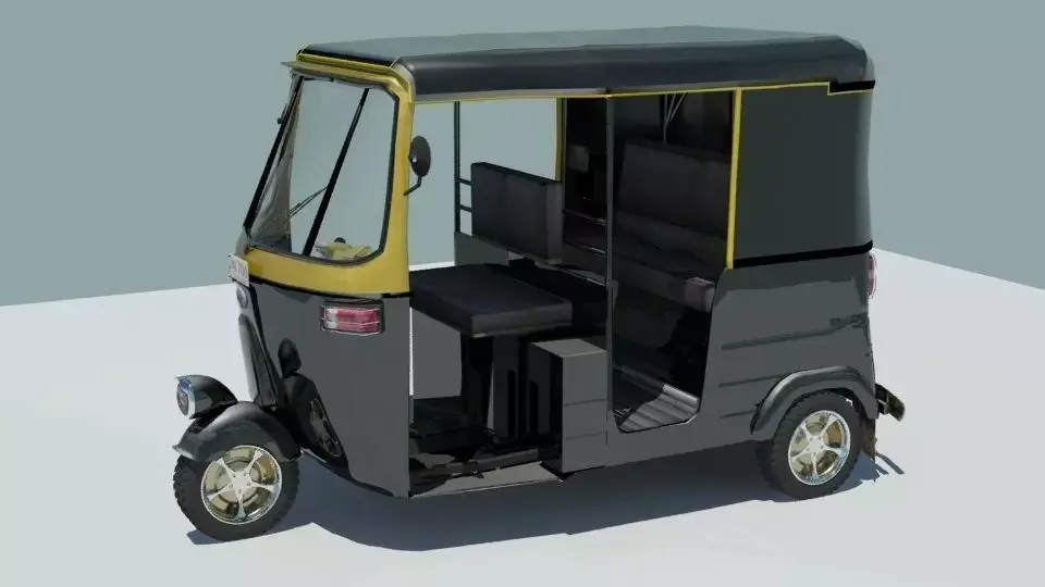 Indina auto rickshaw black 3D model