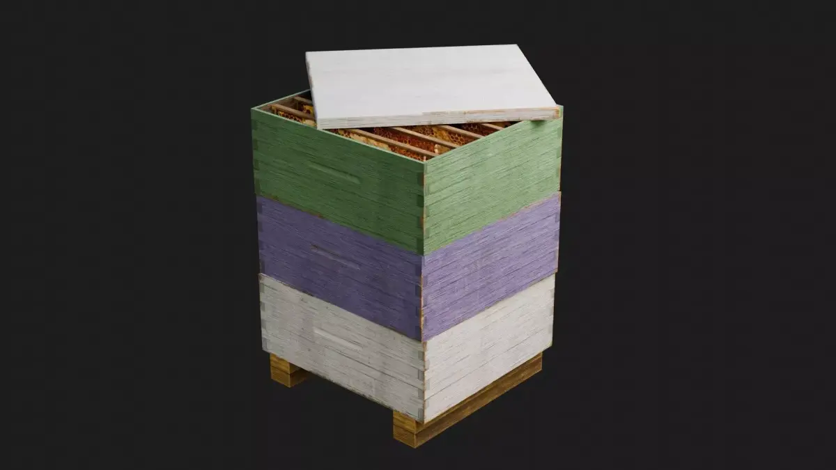 Stacked beehive with 4K Textures 3D model