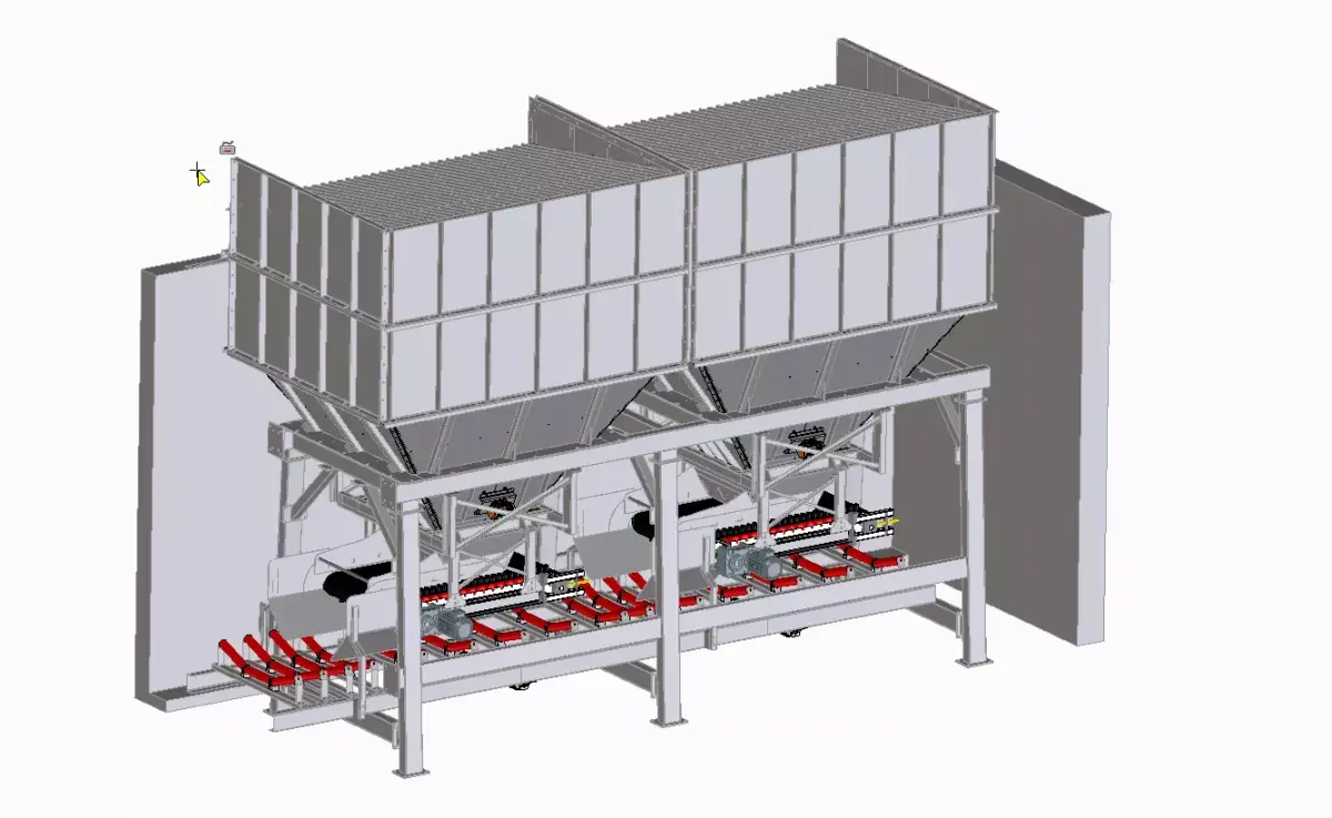 Concerete batching plant feeding hoppers 3D model purchase