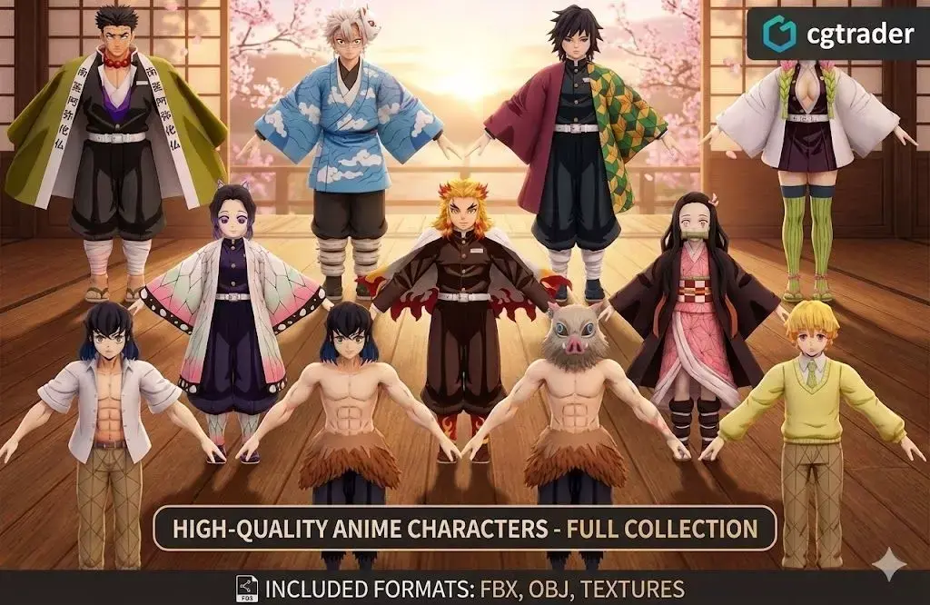 Ultimate AnimeDemon Slayer Character Pack 12 Hero 3D model