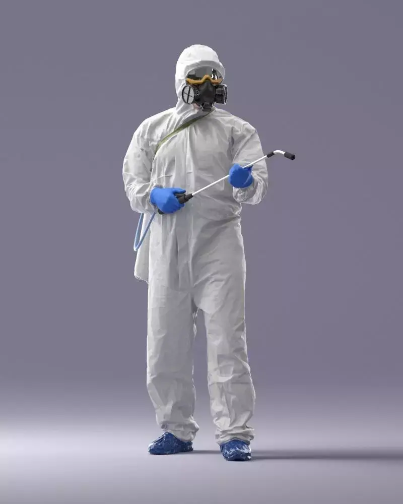 000342 Disinfector in Protective Suit 0329 3D model