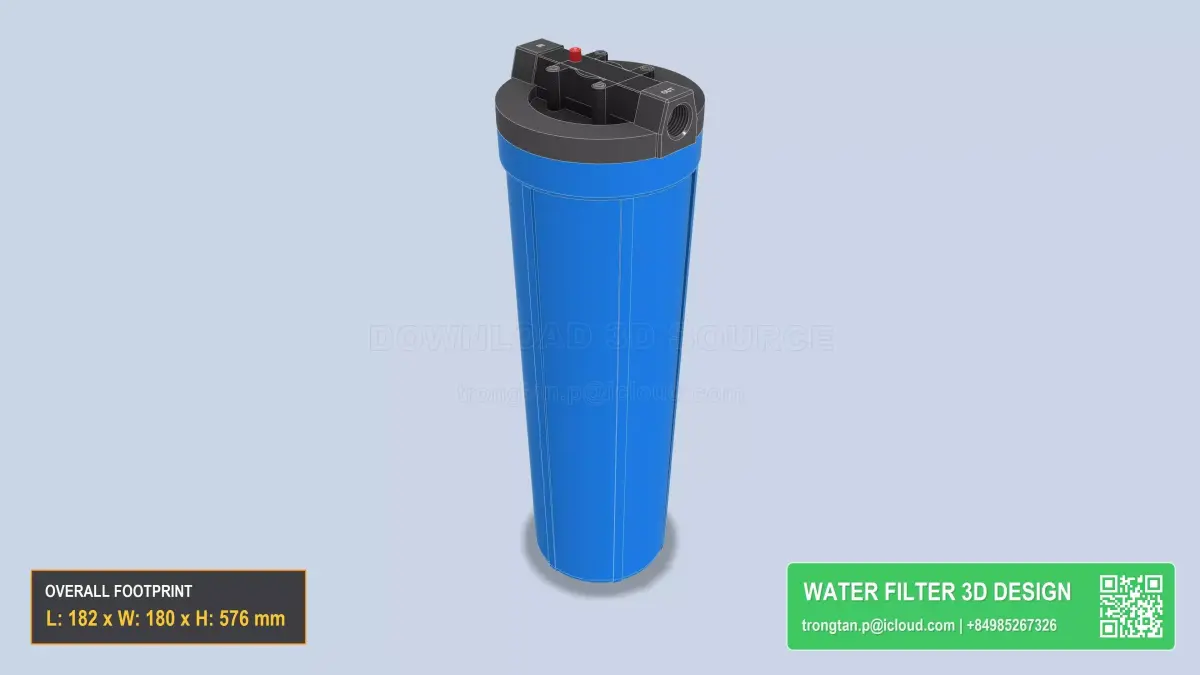 Big Blue Water Filter Housing 20 Inch High Flow Water Filter 3D model