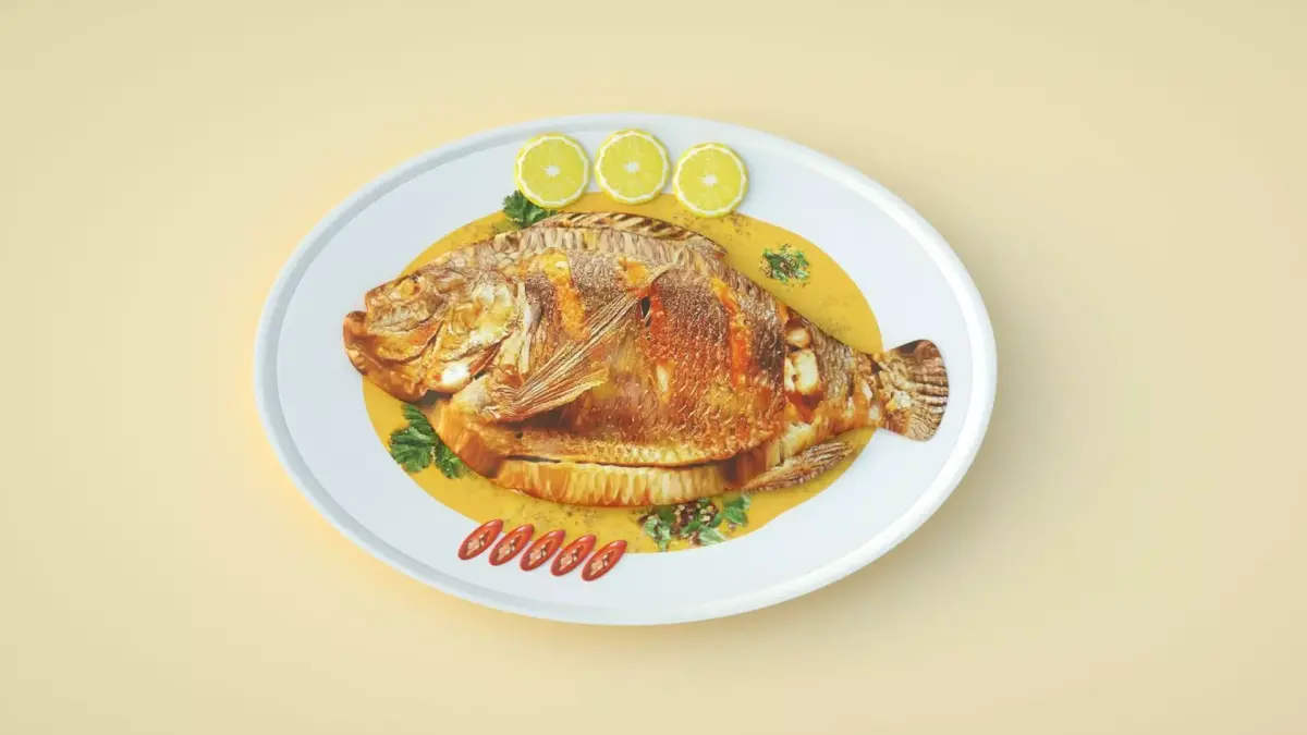 Braised fish  Braised red chang fish dishes C4D model Low-poly 3D model